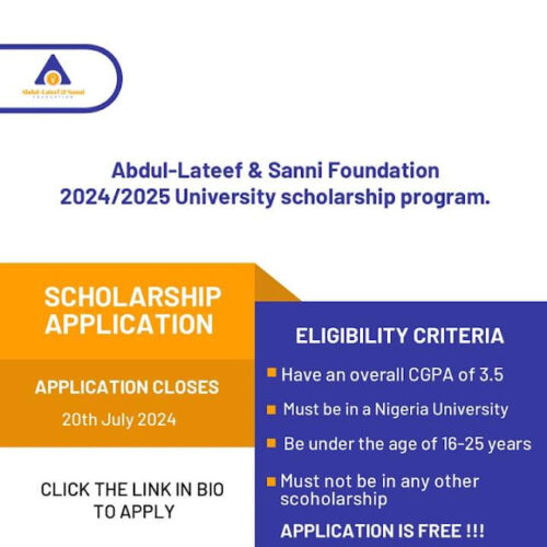 Abdul-Lateef and Sanni Foundation University Scholarship