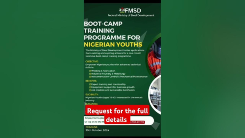 Ministry of Steel Development Boot-Camp Training Programme for Nigerian Youths 