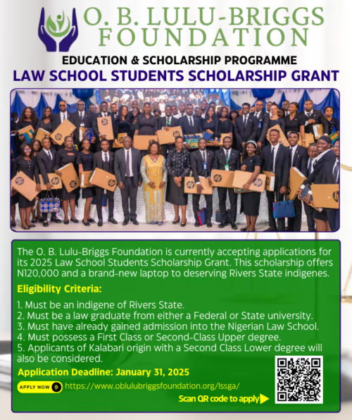 O. B. Lulu-Briggs Foundation 2025 Law School Scholarship