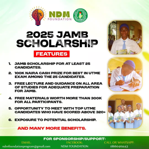 NDM Foundation 2025 Scholarship Programme for JAMB