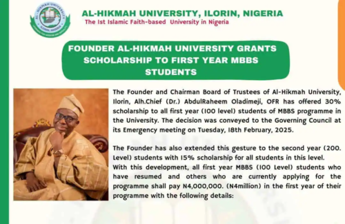 Al-Hikmah University Grants Scholarship 2025