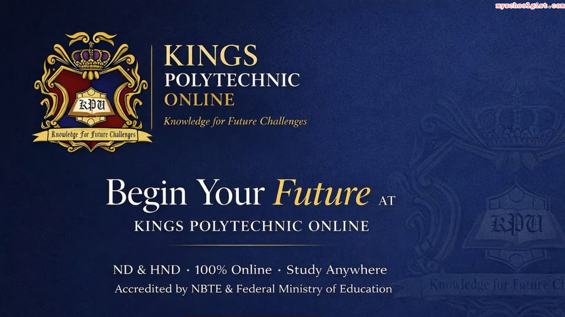 Kings Polytechnic Admission Form 2026/2027