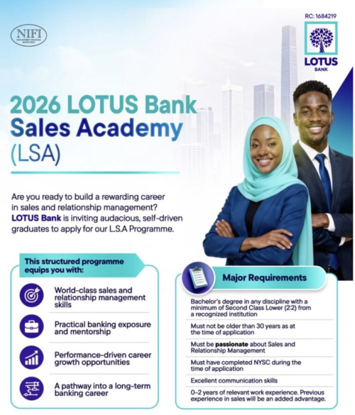 LOTUS Bank Sales Academy 2026 (LSA 1.0): Applications Open for Graduate Trainees