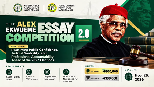 NBA Lagos Opens Alex Ekwueme Essay Competition 2.0 for Young Lawyers