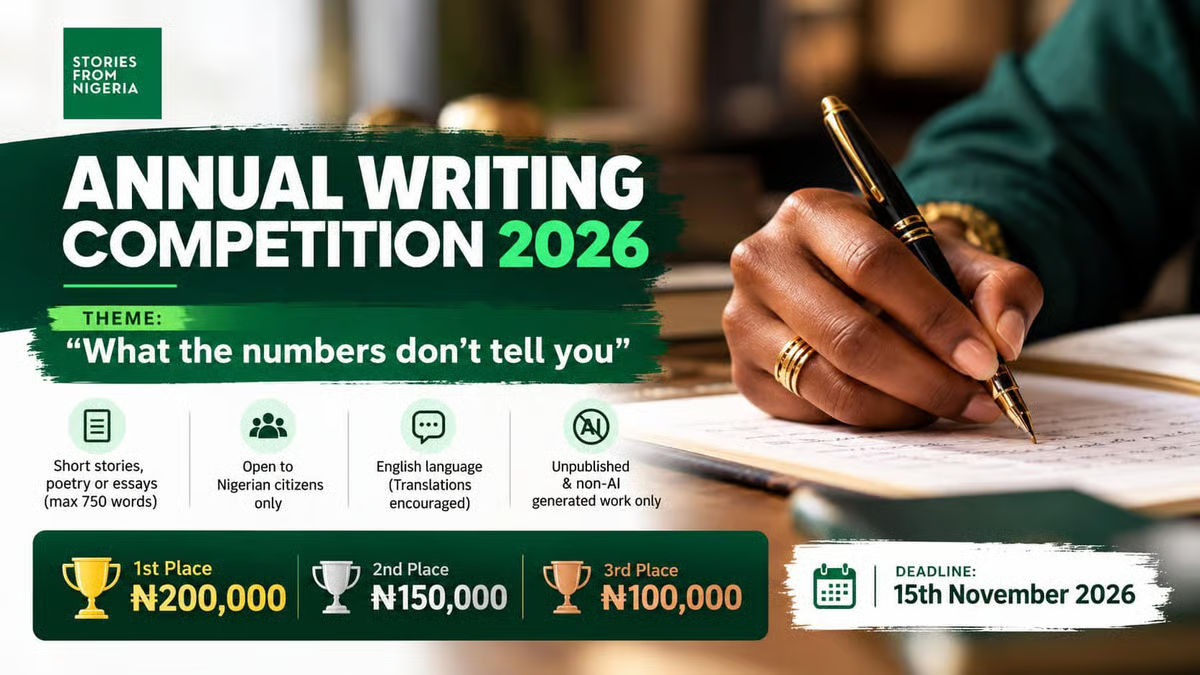 Stories From Nigeria Opens 2026 Annual Writing Competition for Nigerians